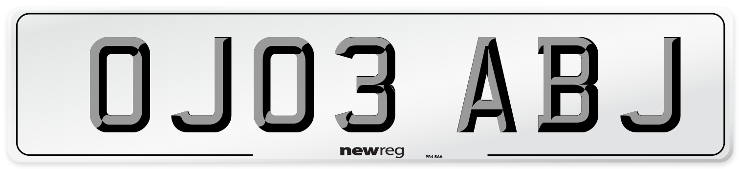 OJ03 ABJ Number Plate from New Reg